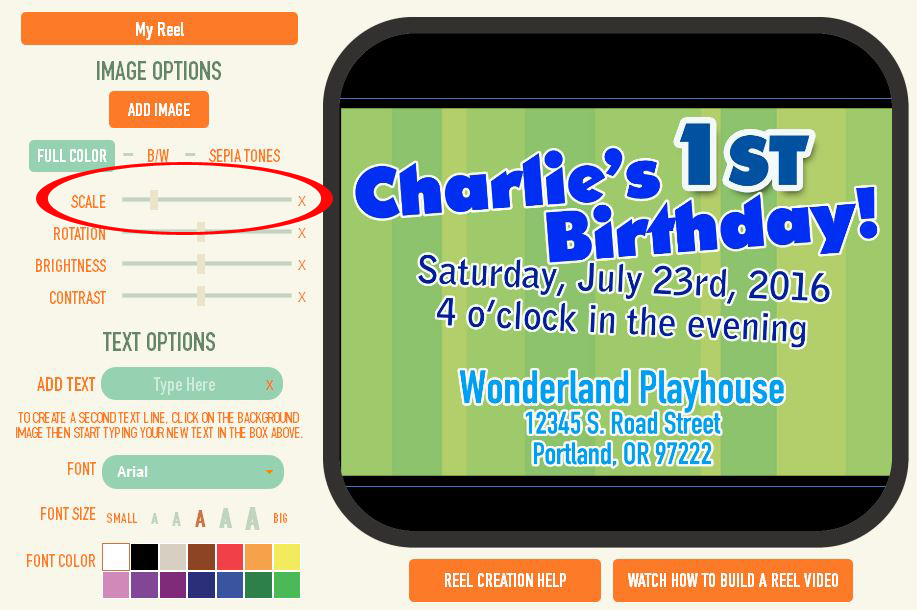 Birthday invite example zoomed out