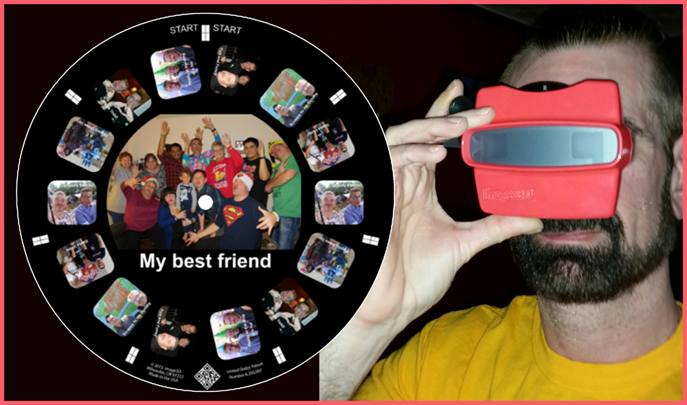 Friends enjoying their personalized viewfinder gifts