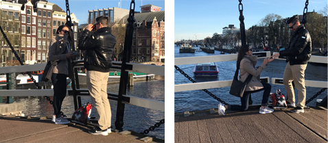 Amanda's proposal with a custom RetroViewer on the Magere Brug in Amsterdam